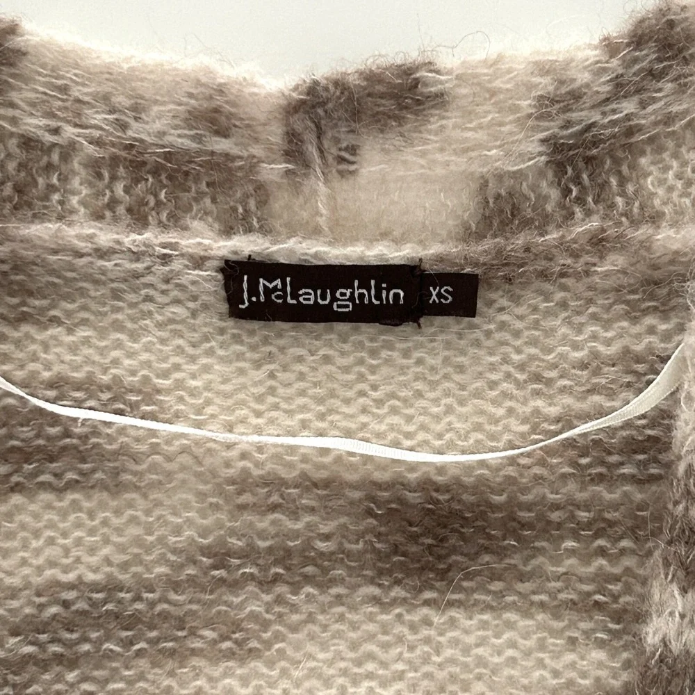 J. McLaughlin Women XS Tan Multicolor Linley Alpaca Wool Cardigan Sweater NWOT